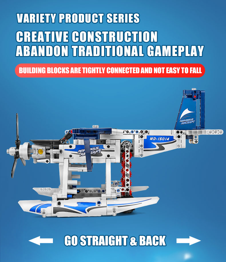 MOULD KING 15014 Remote Control Version Of Firefighting Amphibious Aircraft Building Blocks Toy Set