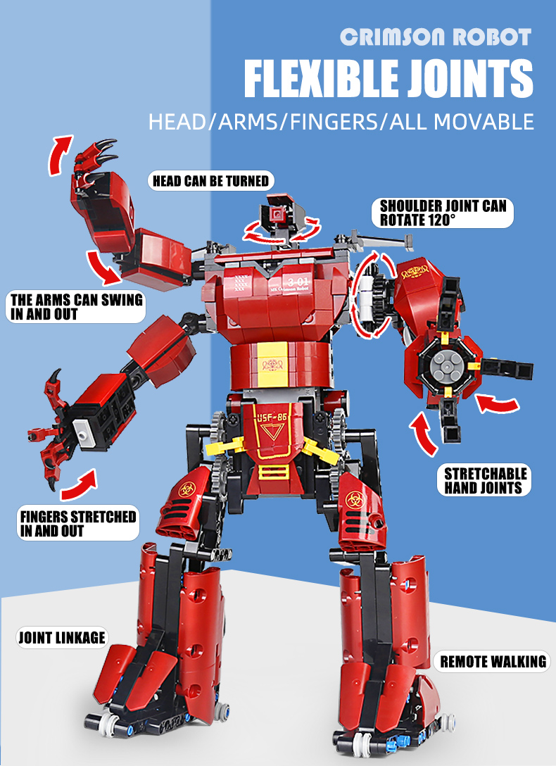 MOLD KING 15038 Fernbedienungsversion des roten Roboter-Bausteinspielzeugsets