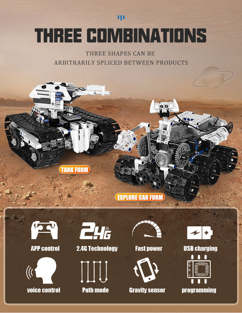 금형 왕 15046 앱 Rc 제어 Transbot 모델 빌딩 블록 장난감 세트