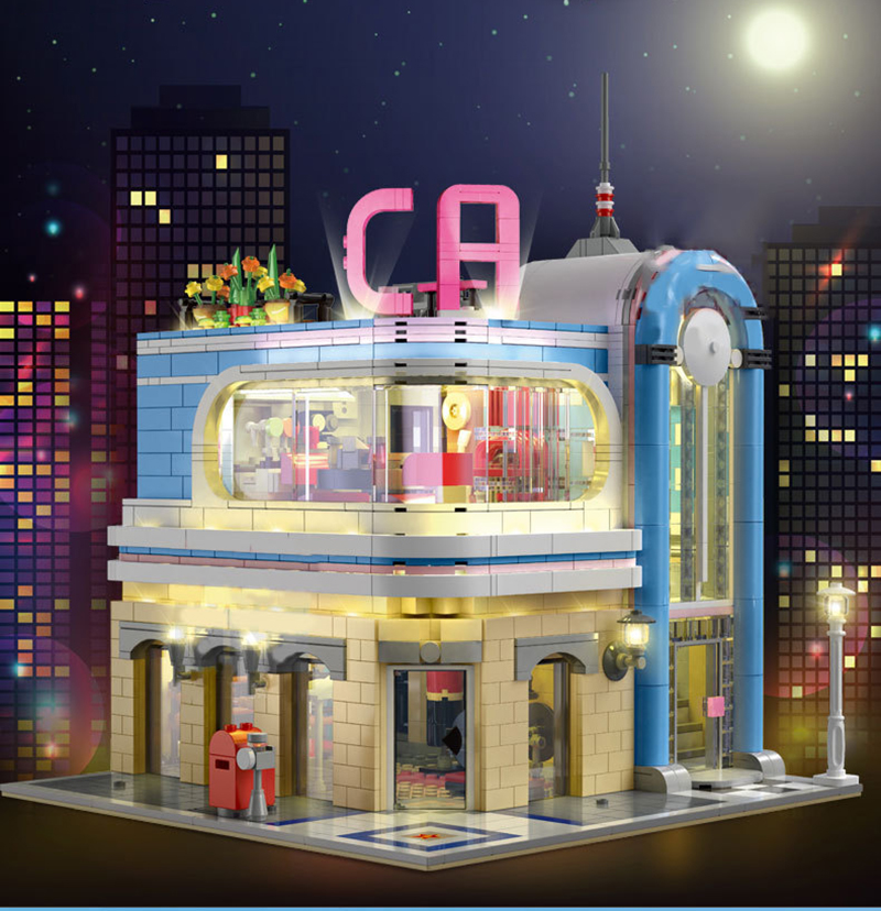 MOULD KING 16001 California Downtown Diner Restaurant by dagupa Building Blocks Toy Set