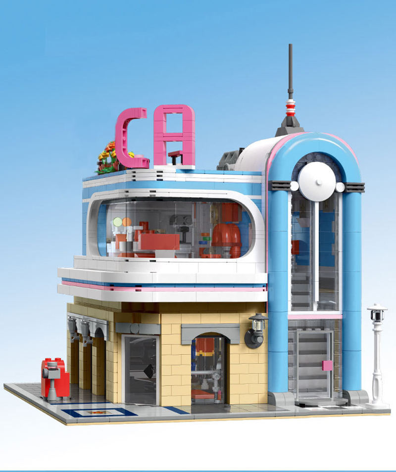 MOLD KING 16001 California Downtown Diner Restaurant von Dagupa Building Blocks Toy Set