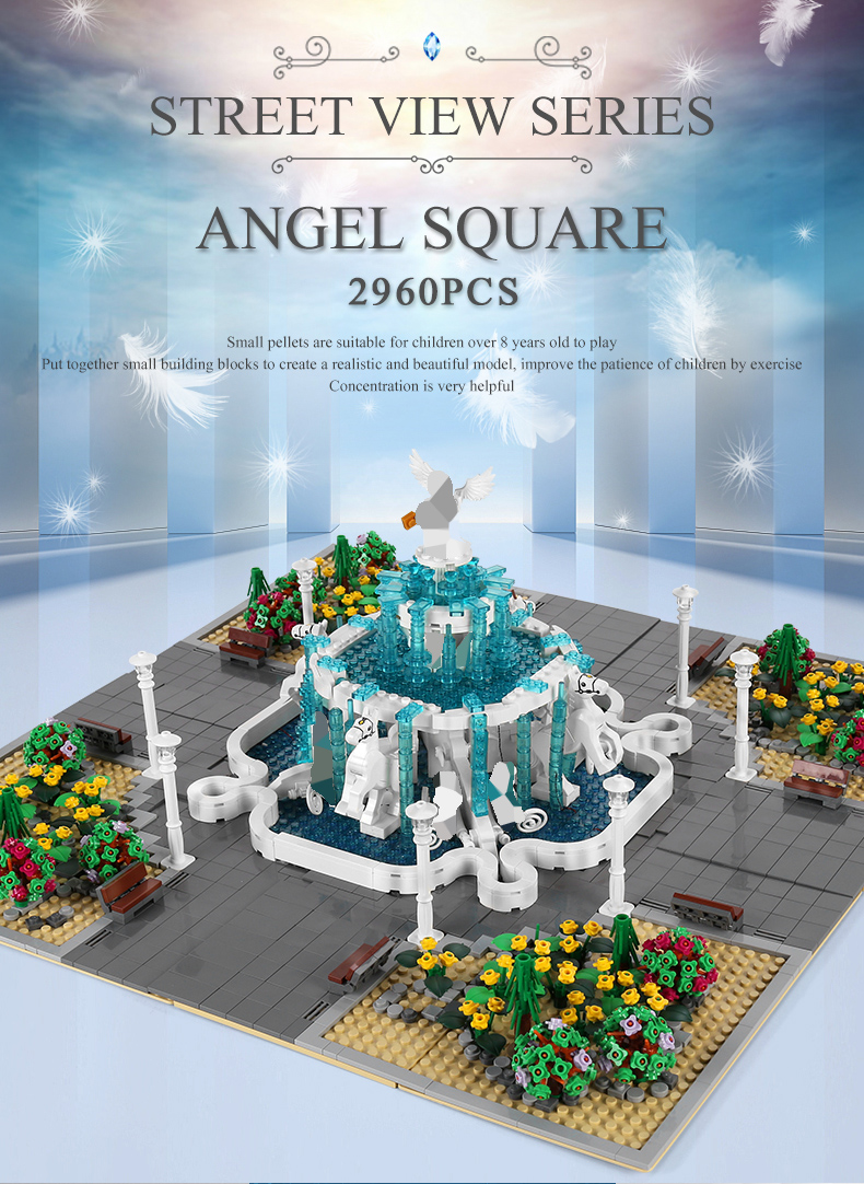 MOLD KING 16003 Street View Series Angel Square Building Blocks Juego de juguetes