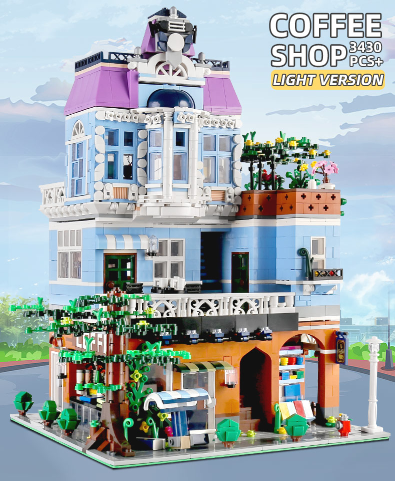 MOULD KING 16004 Street View Series coffee shop Building Blocks Toy Set