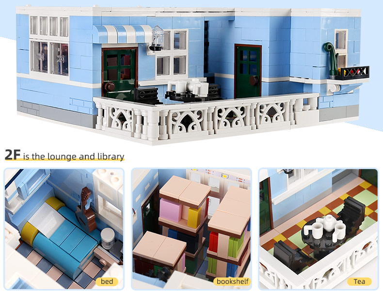 MOULD KING 16004 Street View Series coffee shop Building Blocks Toy Set