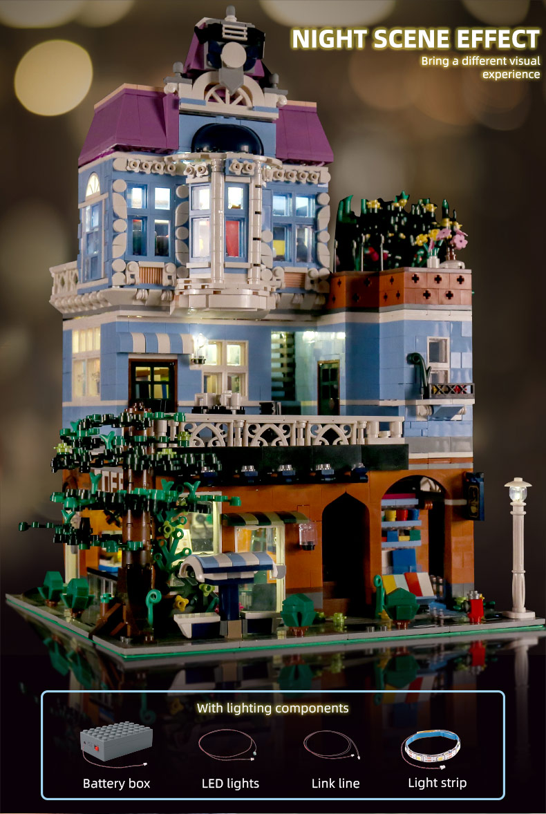 MOULD KING 16004 Street View Series coffee shop Building Blocks Toy Set