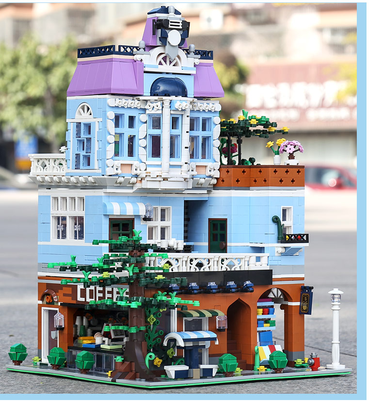 MOULD KING 16004 Street View Series coffee shop Building Blocks Toy Set