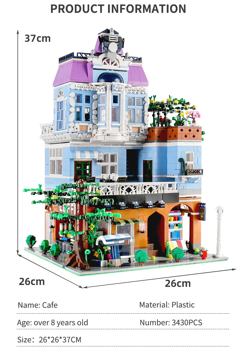 MOULD KING 16004 Street View Series coffee shop Building Blocks Toy Set
