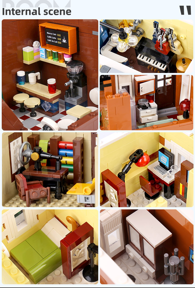 MOULD KING 16008 Street View Series Café Shop Building Blocks Toy Set