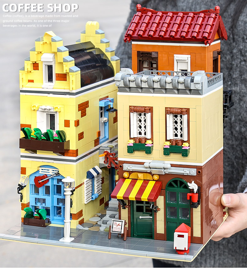 MOLD KING 16008 Street View Serie Café Shop Bausteine-Spielzeug-Set