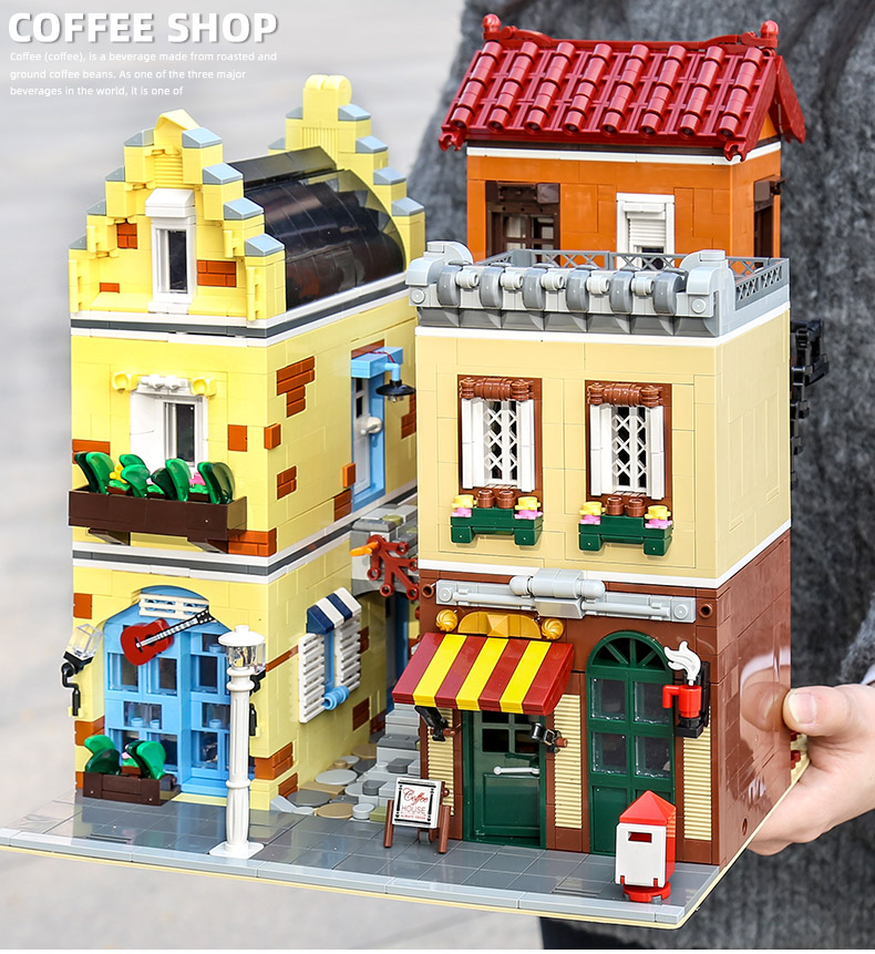 MOULD KING 16008 Street View Series Café Shop Building Blocks Toy Set