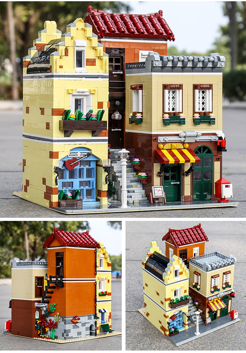 MOLD KING 16008 Street View Series Café Shop Building Blocks Juego de juguetes