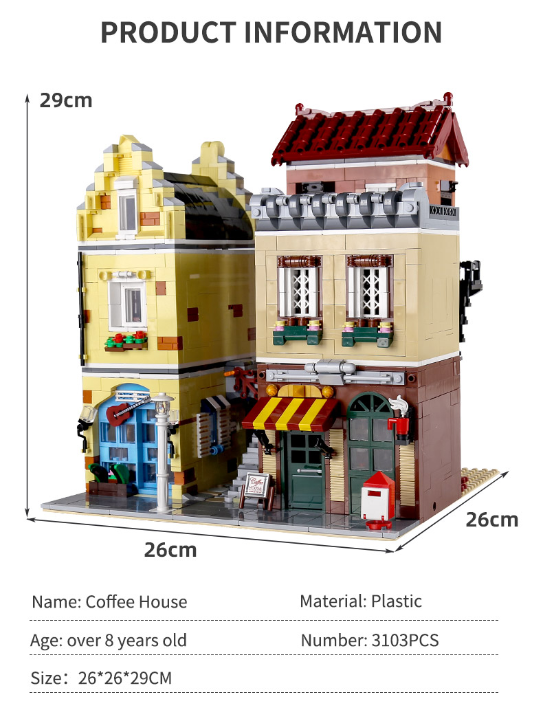 MOLD KING 16008 Street View Series Café Shop Building Blocks Juego de juguetes