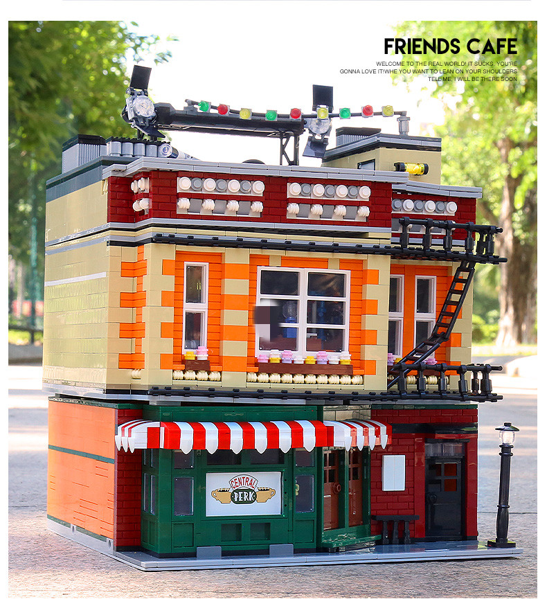 MOLD KING 16014 Street View Series Old Friends Cafe con juego de juguetes de bloques de construcción LED