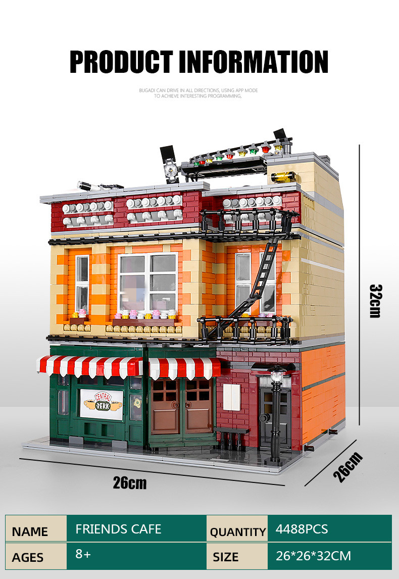 MOLD KING 16014 Street View Series Old Friends Cafe con juego de juguetes de bloques de construcción LED