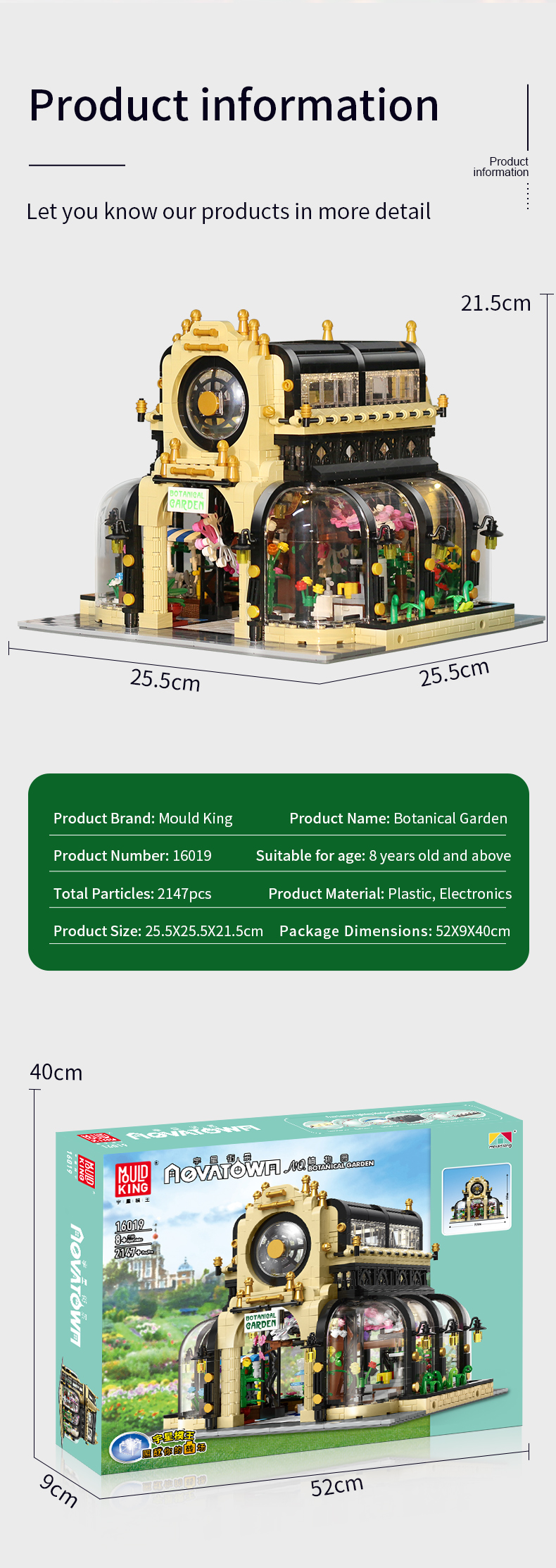 MOLD KING 16019 식물원 정원 노바 타운 빌딩 블록 장난감 세트