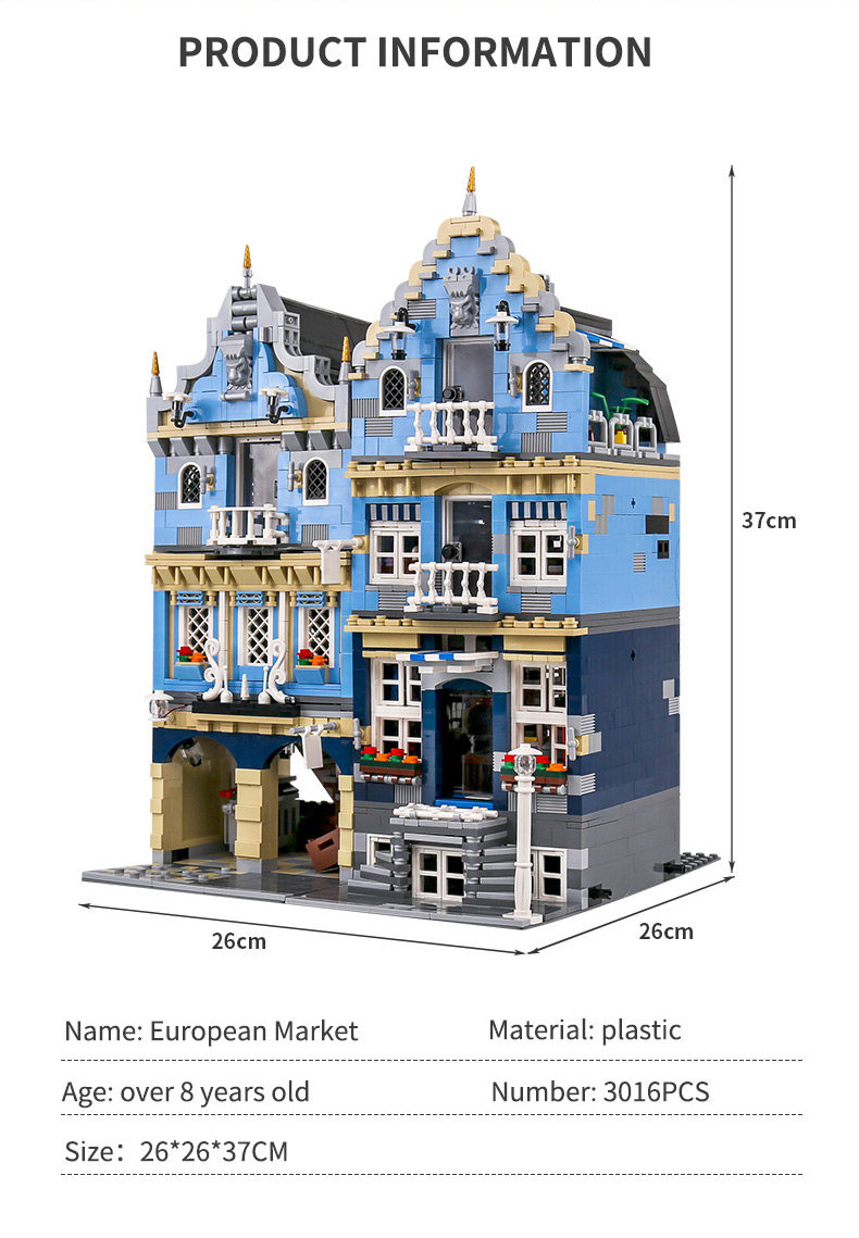 MOULD KING 16020 Street View Series European Market Building Blocks Toy Set