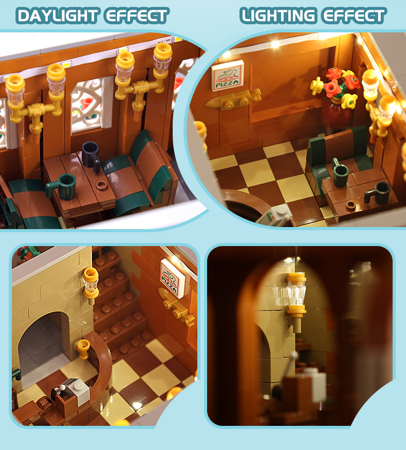 MOLD KING 16026 Street View Series Small Town Tea House Bloques de construcción Juego de juguetes