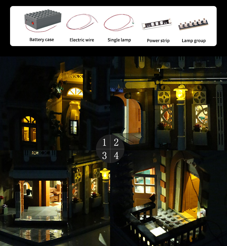 MOLD KING 16026 Street View Series Small Town Tea House Bloques de construcción Juego de juguetes