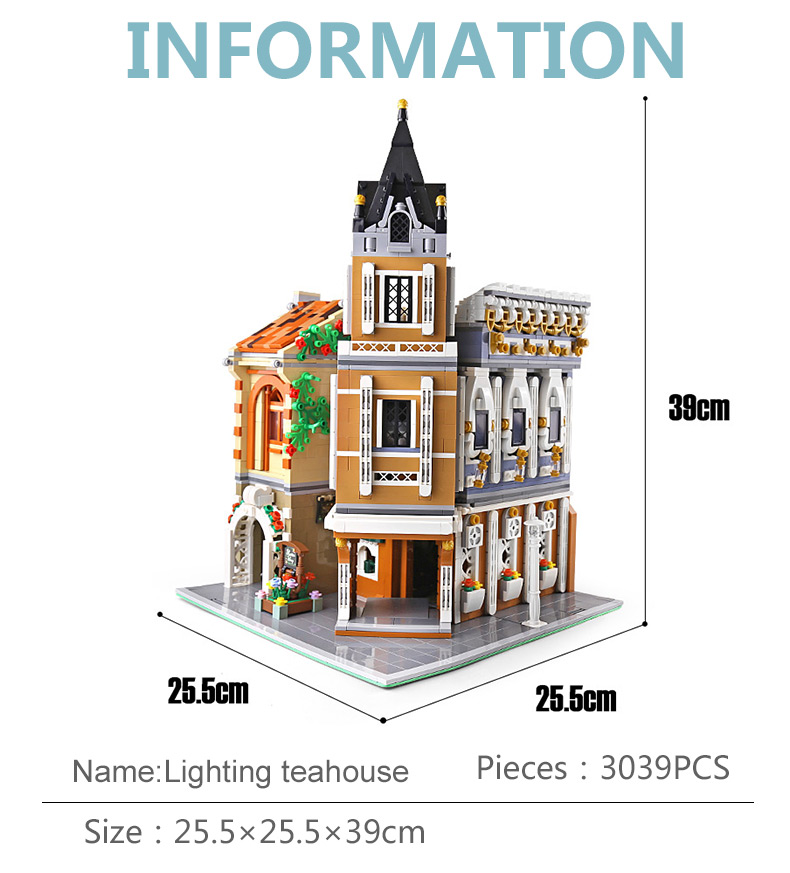 MOULD KING 16026 Street View Series Small Town Tea House Building Blocks Toy Set