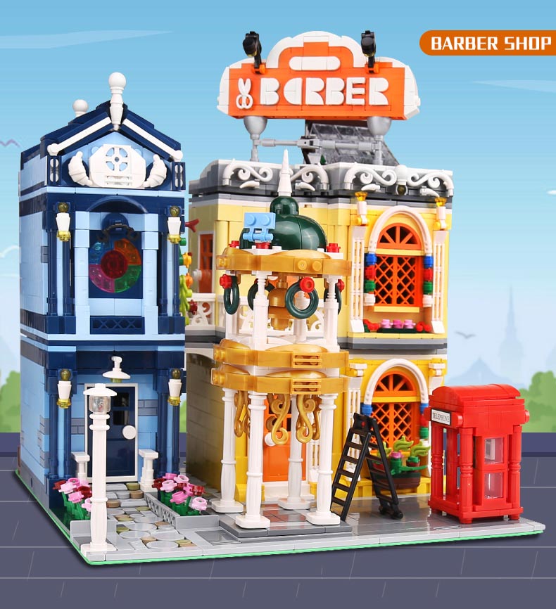 MOULD KING 16031 Barber Shop Novatown Building Blocks Toy Set