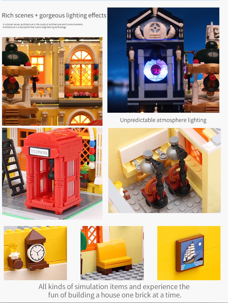 MOULD KING 16031 Barber Shop Novatown Building Blocks Toy Set