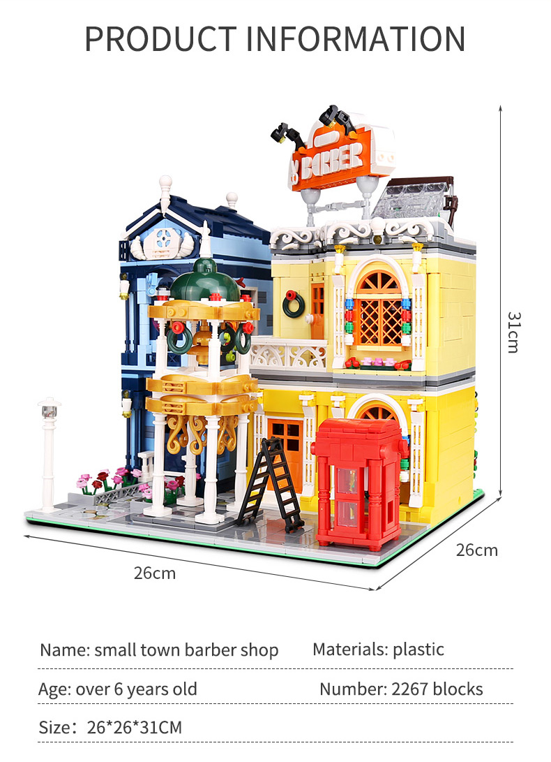 MOULD KING 16031 Barber Shop Novatown Building Blocks Toy Set