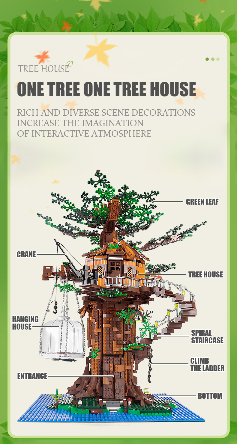 MOLD KING 16033 Street View Series Tree House Building Blocks Juego de juguetes