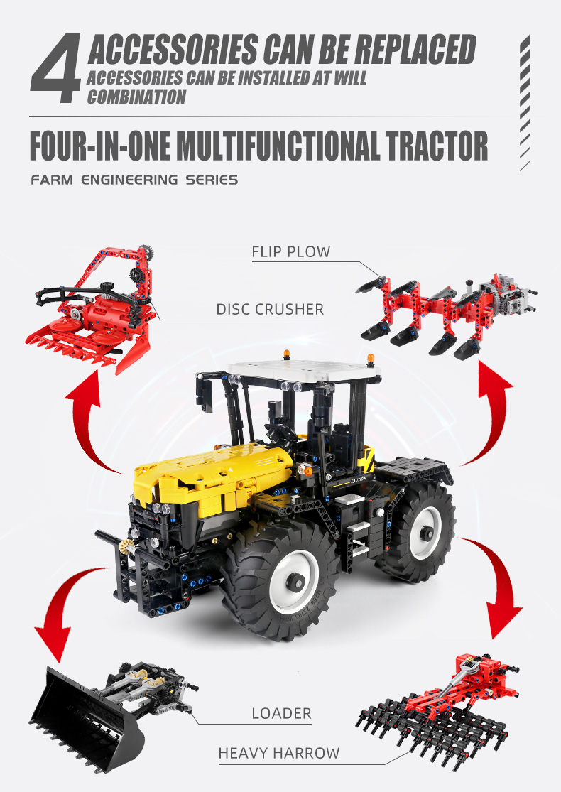MOLD KING 17019 Ensemble de jouets de blocs de construction de tracteur à grande vitesse