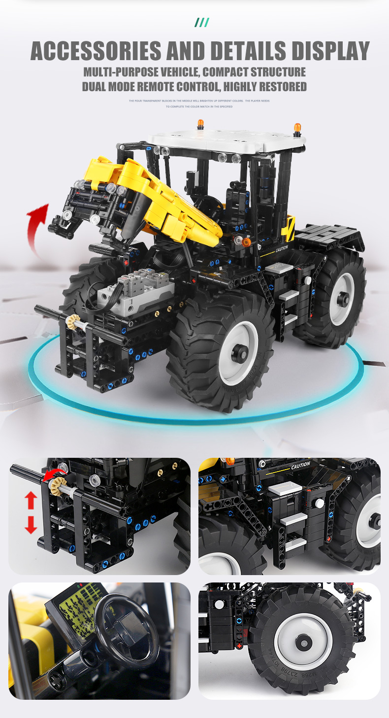 MOLD KING 17019 Ensemble de jouets de blocs de construction de tracteur à grande vitesse