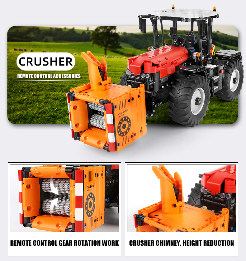 MOLD KING 17020 4-in-1 gelber Traktor-Baustein-Spielzeug-Set