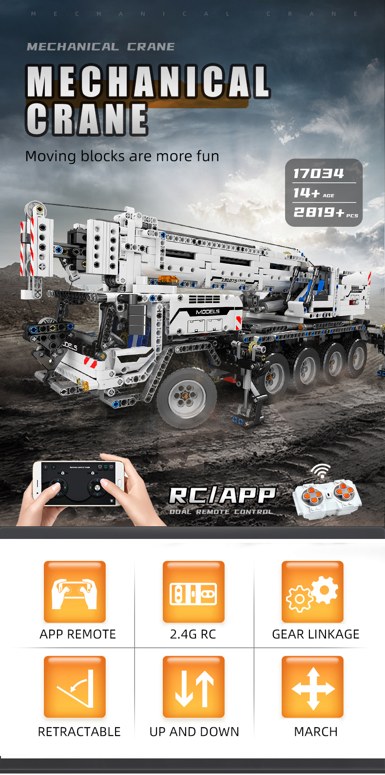 MOLD KING 17034 Engineering Series Engineering Crane Building Blocks Spielzeugset