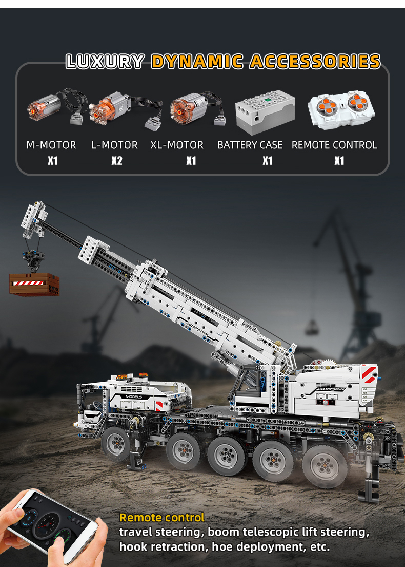  Mould King 15070 Crawler Crane Building Block Kit, Heavy Duty  Crawler Crane Construction Vehicles Model Toy, Remote Control Crane  Building Sets, 1292 Pieces : Toys & Games