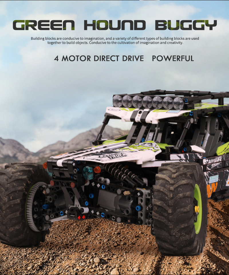 MOULD KING 18002 4WD RC Green Hound Buggy by Didumos Building Blocks Toy Set