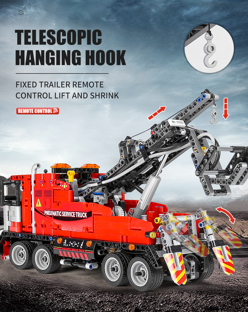 MOLD KING 19001 Engineering Series Pneumatique Maintenance Remorque Building Block Toy Set