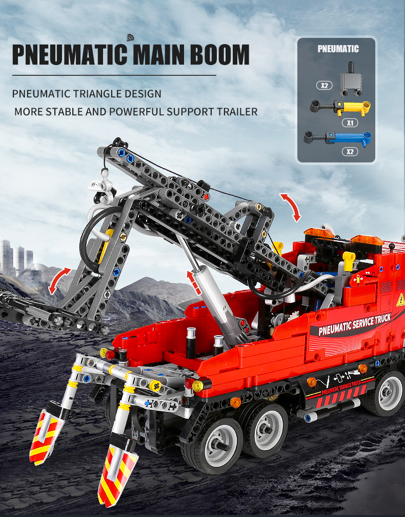 MOLD KING 19001 Engineering Series Pneumatique Maintenance Remorque Building Block Toy Set