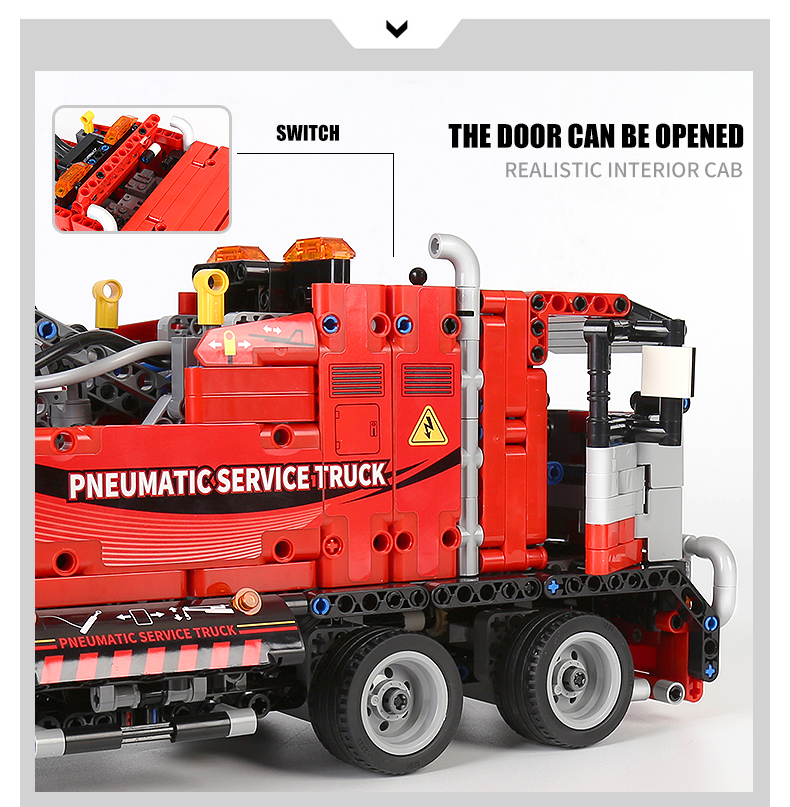 MOLD KING 19001 Engineering Series Pneumatique Maintenance Remorque Building Block Toy Set