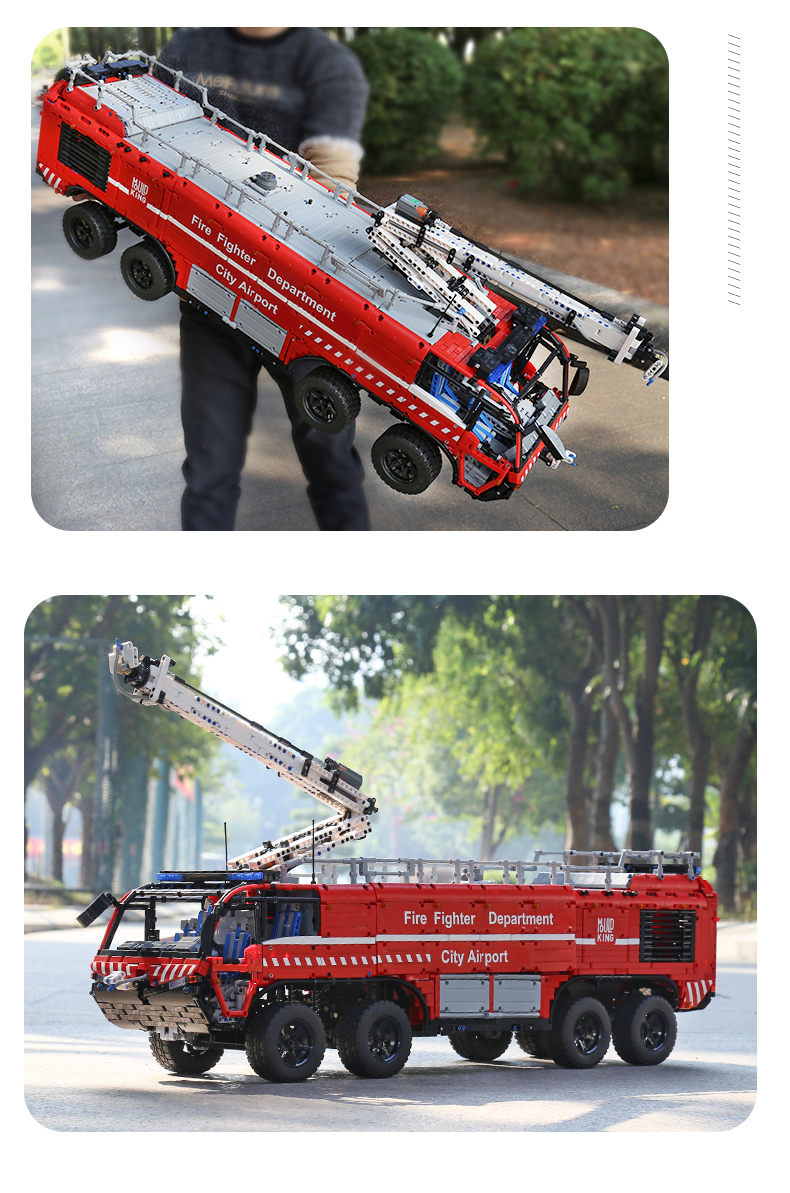 MOULD KING 19004 Yuxing Engineering Series Pneumatic Airport Rescue Vehicle Building Blocks Toy Set