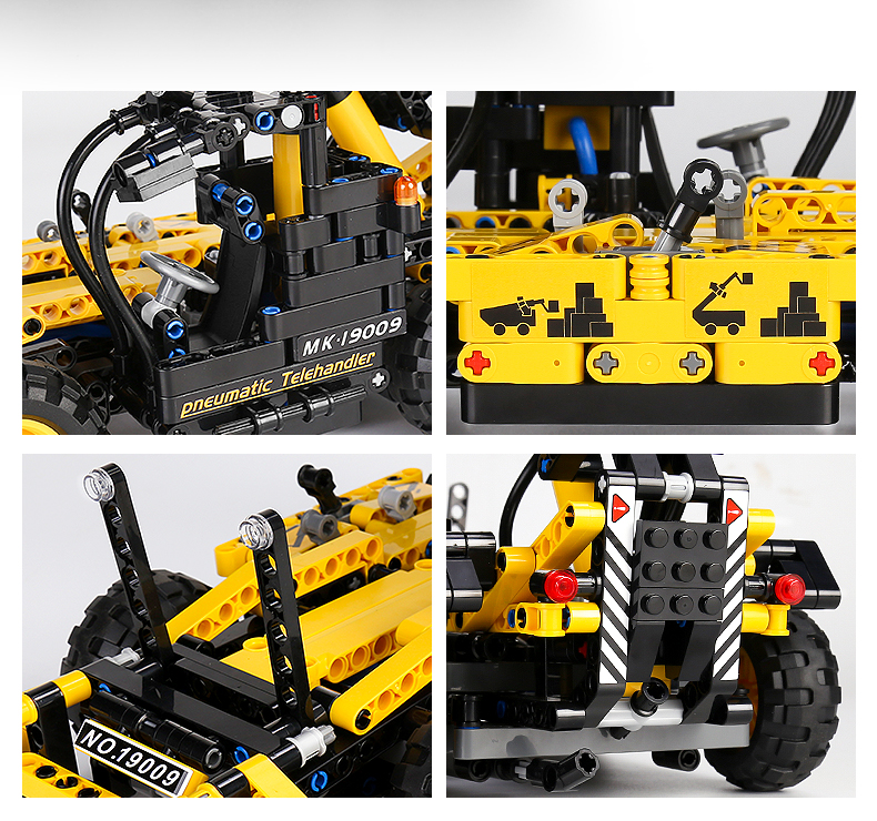 MOULD KING 19009 Engineering Series Pneumatic Telescopic Forklift Building Block Toy Set