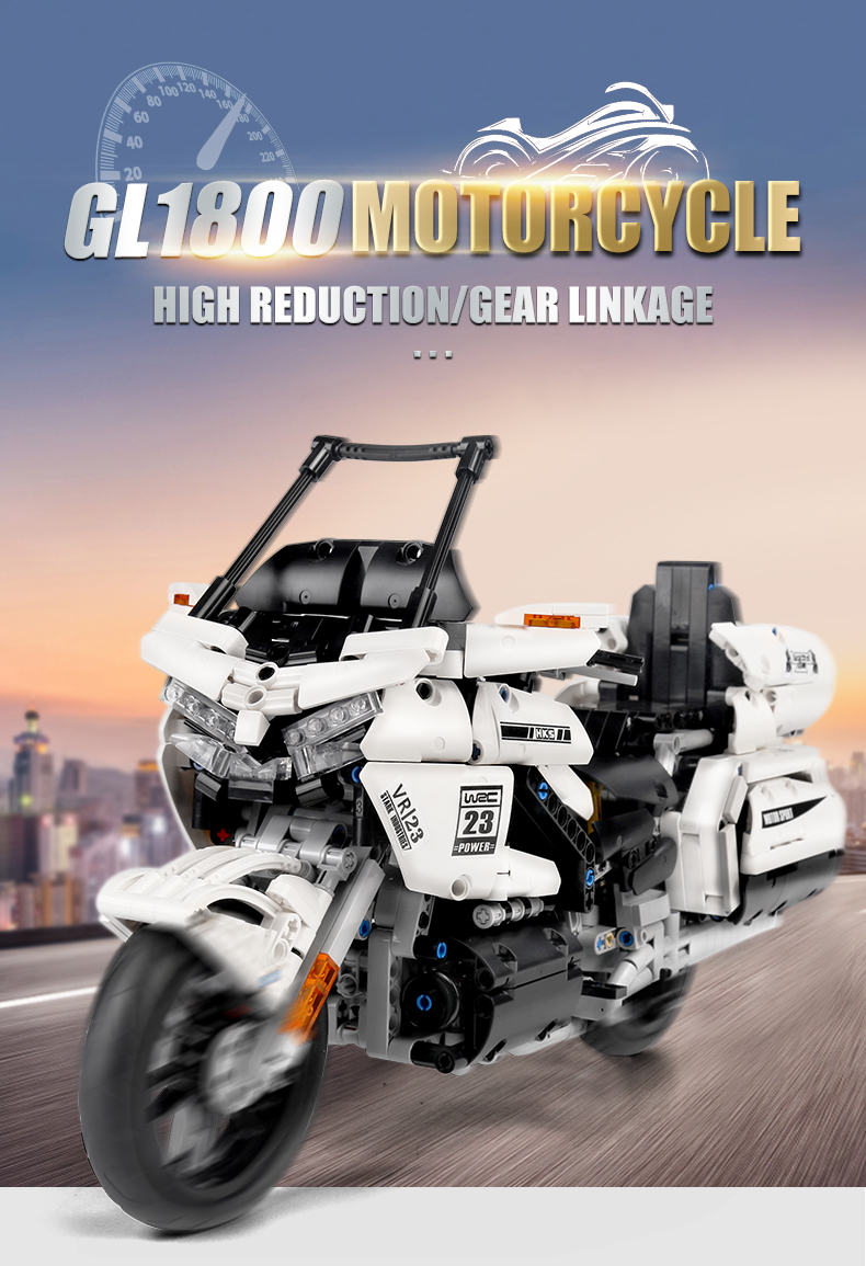MOLD KING 23001 Série de motos GL1800 Ensemble de jouets de blocs de construction de moto