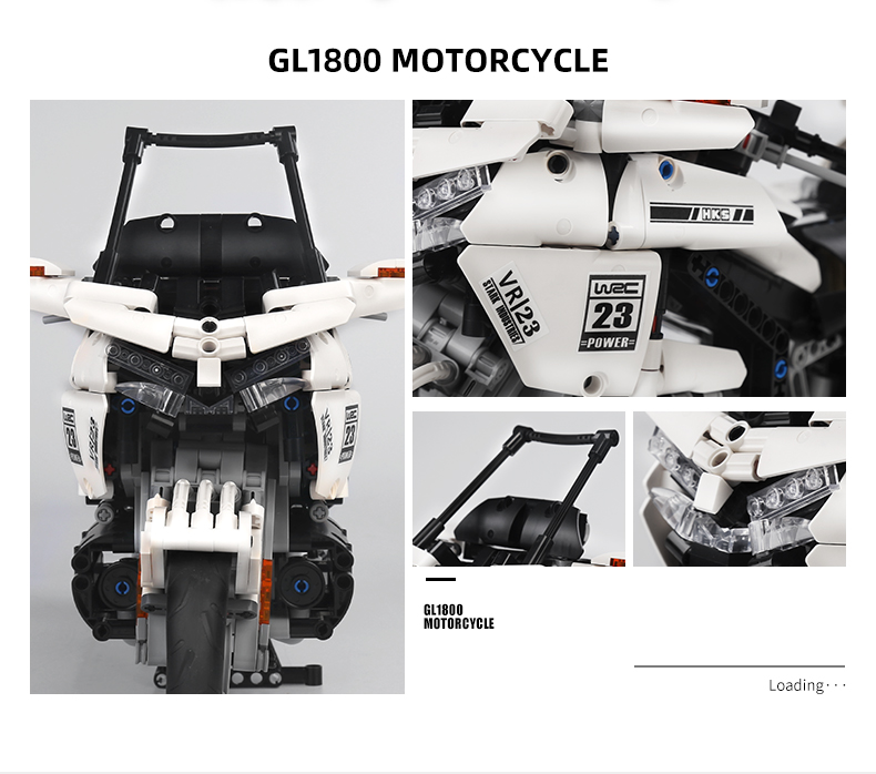 MOLD KING 23001 Motorrad-Serie GL1800 Motorrad-Bausteine-Spielzeug-Set