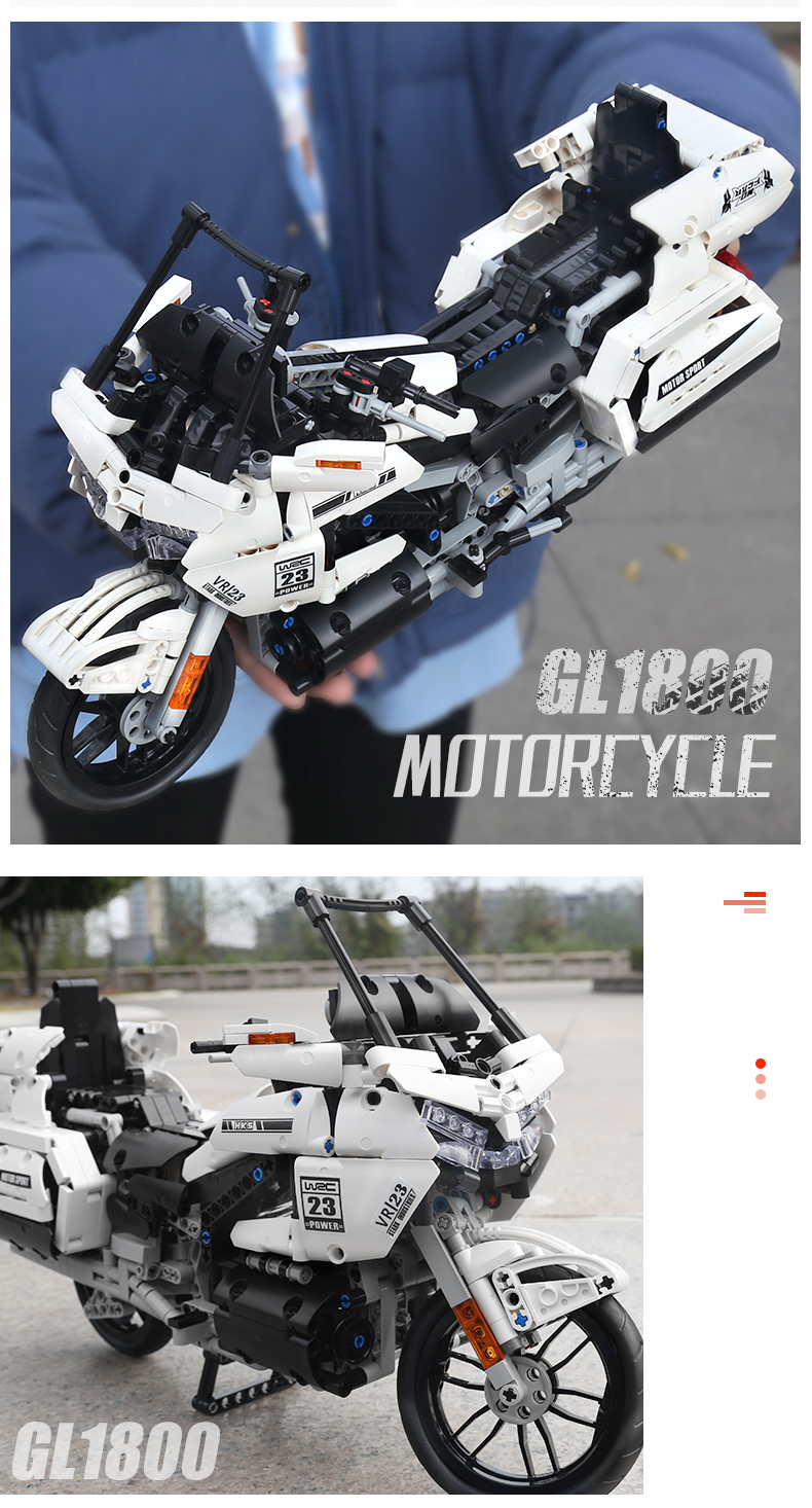 MOLD KING 23001 Motorrad-Serie GL1800 Motorrad-Bausteine-Spielzeug-Set