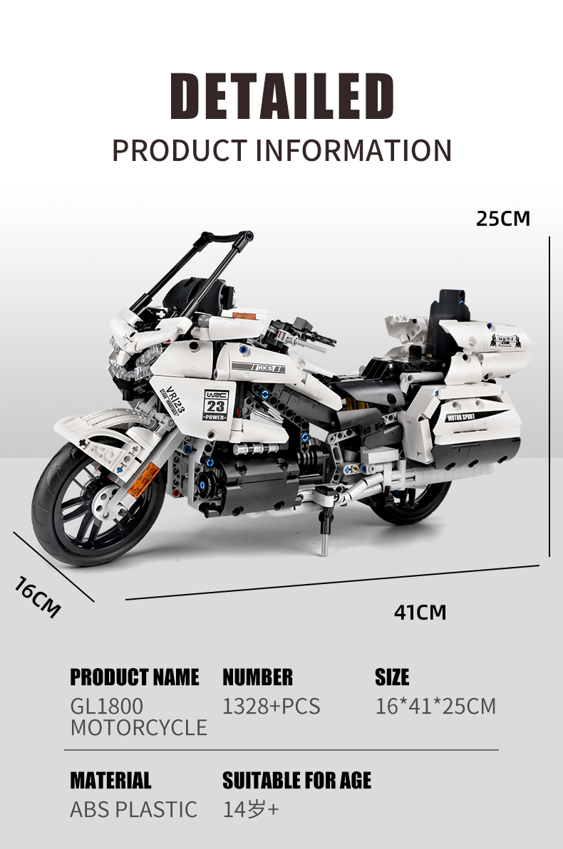 MOULD KING 23001 Motorcycle Series GL1800 Motorcycle Building Blocks Toy Set