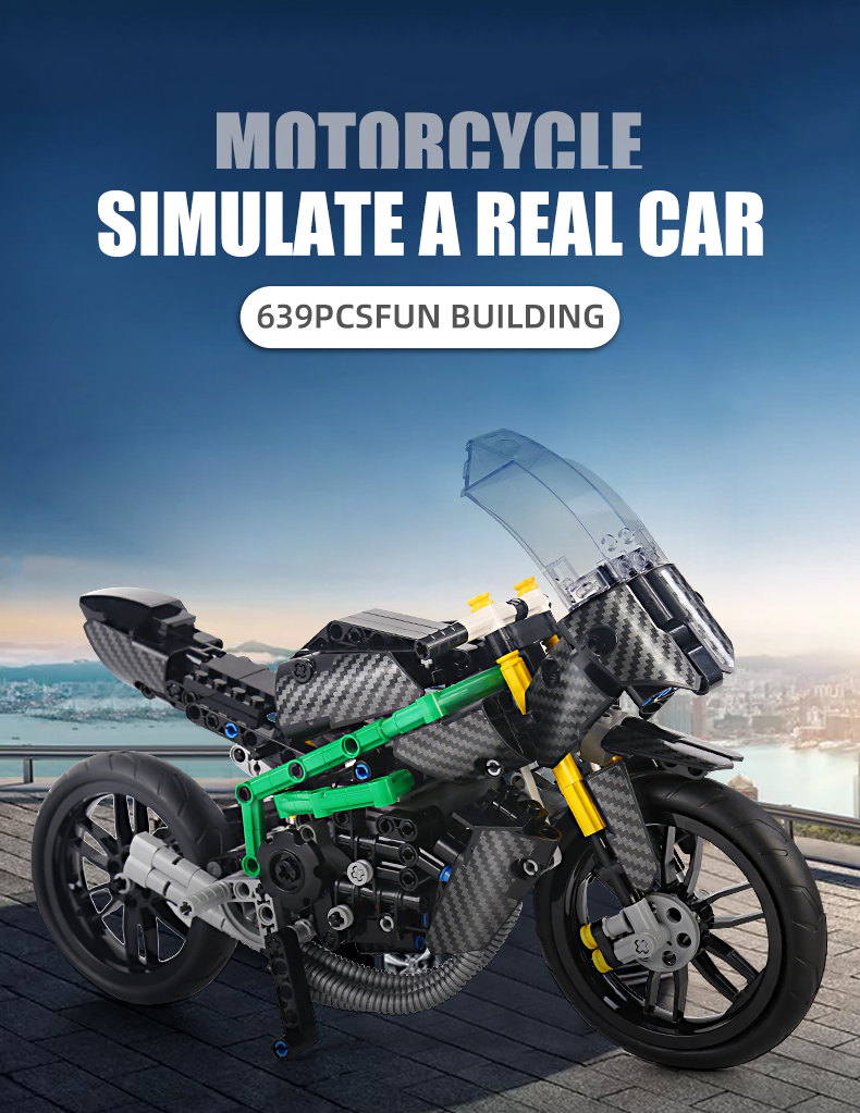 MOLD KING23002モーターサイクルシリーズH2-Rモーターサイクルビルディングブロックおもちゃセット