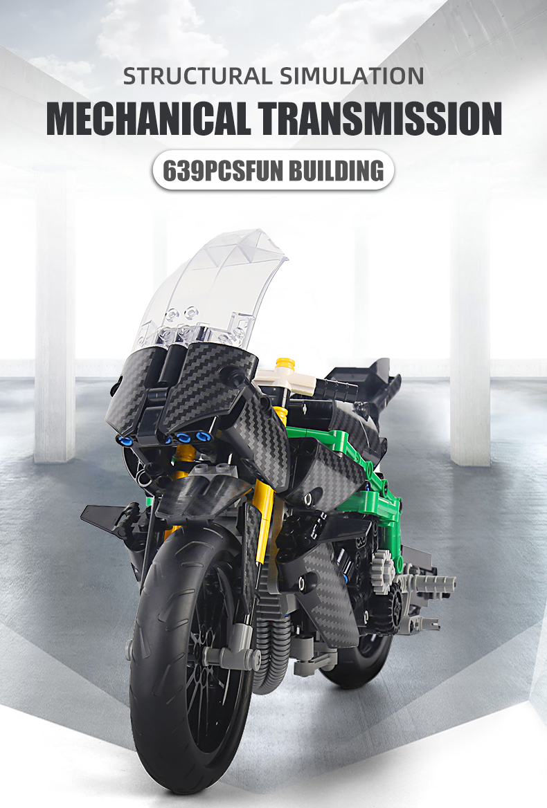 MOLD KING23002モーターサイクルシリーズH2-Rモーターサイクルビルディングブロックおもちゃセット