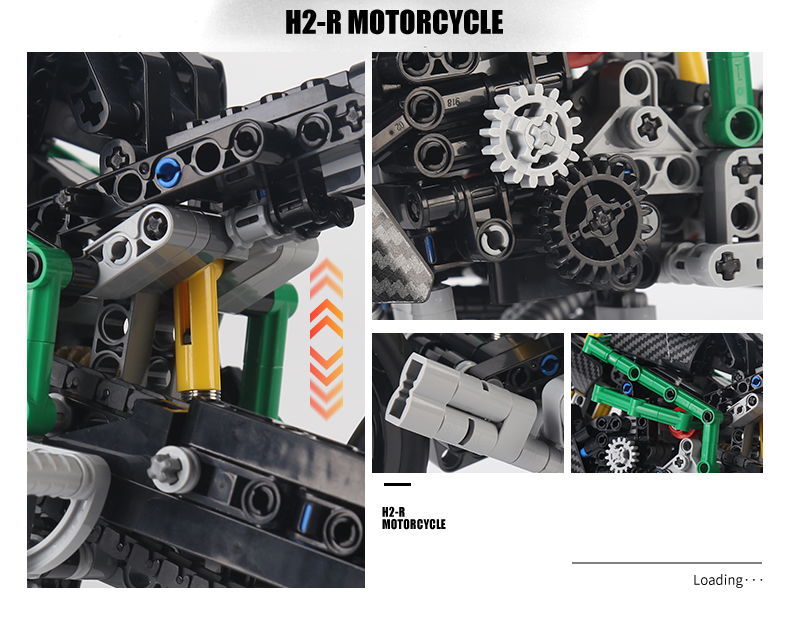 MOLD KING23002モーターサイクルシリーズH2-Rモーターサイクルビルディングブロックおもちゃセット