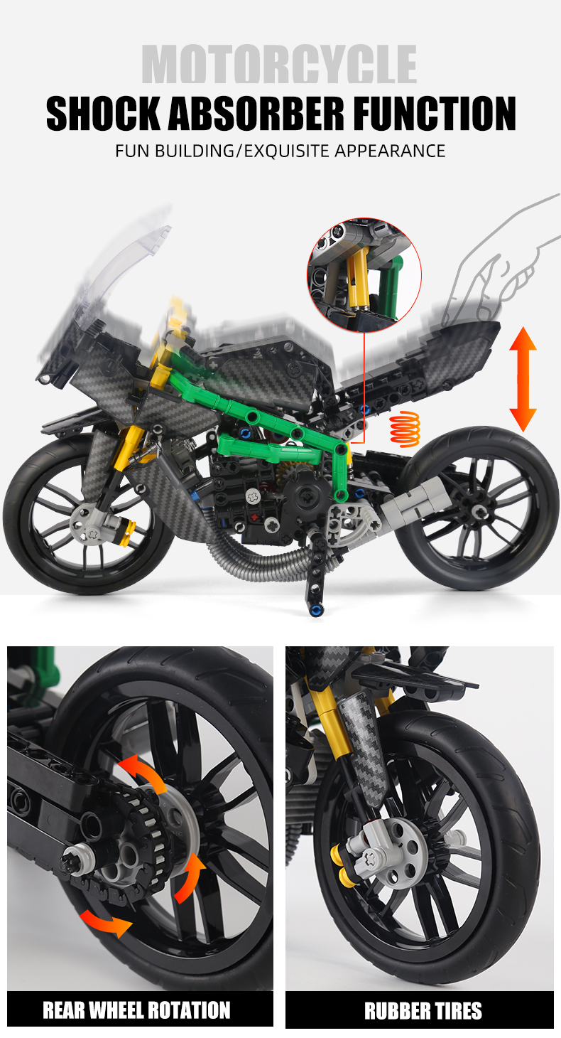 MOLD KING 23002 오토바이 시리즈 H2-R 오토바이 빌딩 블록 장난감 세트
