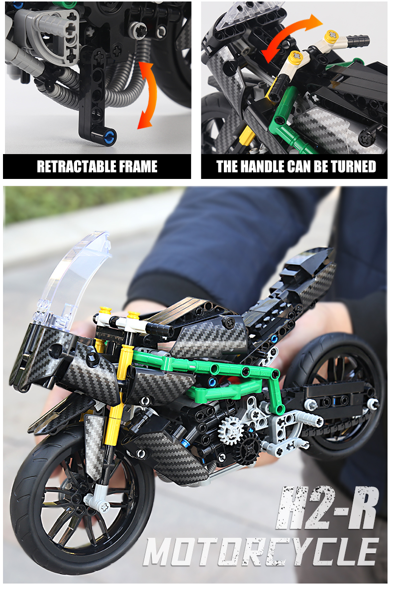 MOLD KING23002モーターサイクルシリーズH2-Rモーターサイクルビルディングブロックおもちゃセット
