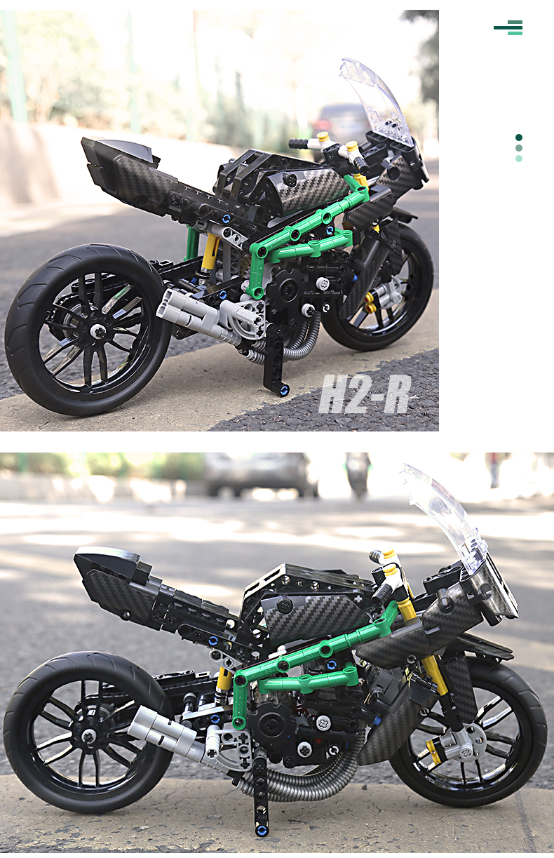 MOLD KING23002モーターサイクルシリーズH2-Rモーターサイクルビルディングブロックおもちゃセット