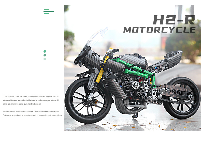 MOLD KING23002モーターサイクルシリーズH2-Rモーターサイクルビルディングブロックおもちゃセット