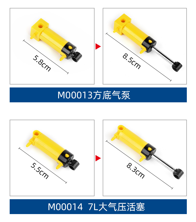 Mould King M00008 Cilindro de bomba neumática amarillo con 2 entradas